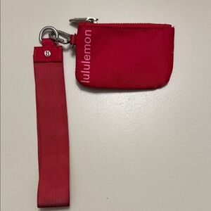 Lululemon Athletica Red Pouch with Silver Zipper